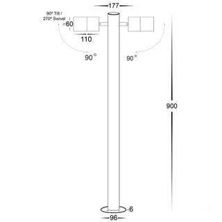 HV1507T Tivah TRI Colour Double Adjustable LED Bollard Light