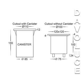 Havit HV1701 12V 5W LED Square Inground Uplighter, 316 Marine Grade Stainless Steel. Available from Davoluce Lighting