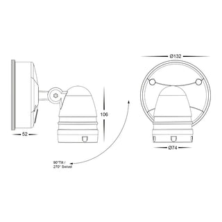 Havit HV3791T-WHT - Focus Polycarbonate White Single Adjustable Spot Light. IP65 Exterior flood lights, 15w outdoor flood lights, Polycarbonate external spot lights available from Davoluce Lighting