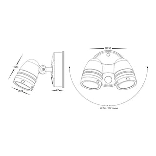 Havit HV3793T-WHT - Focus Polycarbonate White Double Adjustable Spot Light. IP65 Exterior flood lights, 15w outdoor flood lights, Polycarbonate external spot lights available from Davoluce Lighting