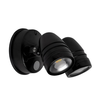 Havit HV3793T-BLK - Focus Polycarbonate Black Double Adjustable Spot Light With Sensor. IP65 Exterior flood lights, 15w outdoor flood lights, Polycarbonate external spot lights available from Davoluce Lighting