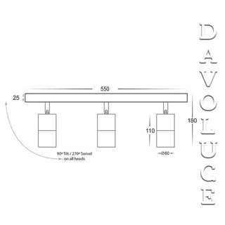 HV4001-3 - TIVAH 3 x 5w GU10 LED Bar Light Havit | Davoluce Lighting in Melbourne, Pendants Sydney, Australia, modern pendants interior Brisbane, led interior pendants Perth. Australia wide delivery