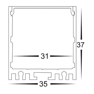 HV9693-3537-BLK - Black Deep Square Aluminium Profile