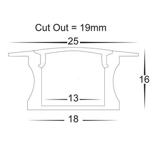 HV9695-2515-BLK - Deep Black Square Winged Aluminium Profile