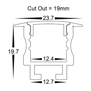 HV9695-2520 - Deep Recessed Square Winged Aluminium Profile