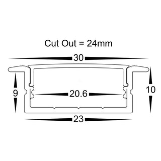 HV9695-2810 - Shallow Square Winged Aluminium Profile