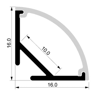 HV9699-1616-2M - Corner Aluminium Profile 2m Length