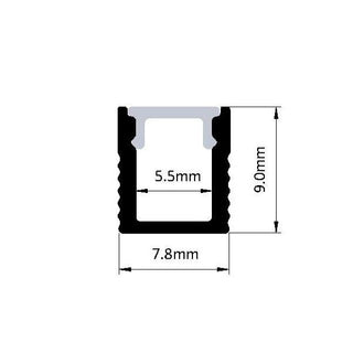 Indirect IDE-S0809 Mini Aluminium Profile 7.8mm x 9mm. Mini Aluminium extrusions for 4mm LED strips. Azoogi PROM mini profile. Indirect  Aluminium Profiles from Davoluce Lighting. We have the largest selection of the aluminium profiles for LED strips