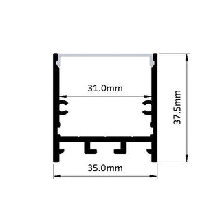 Indirect IDE-SU3538 35mm x 37.5mm Surface or suspended aluminium profile for LED strips from Davoluce Lighting