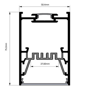 Indirect IDE-SU5075 50.4mm x 75.2mm Surface or suspended aluminium profile for LED strips from Davoluce Lighting