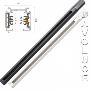 Indirect IDT-D | Three Circuit 6 Wire Track, MX 3C Track 2000mm Black, Unios MX Track Series