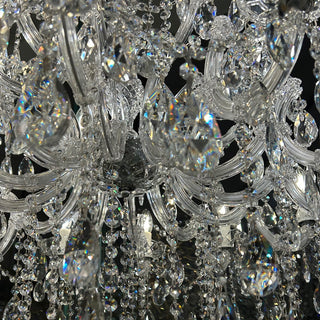 Close-up of a crystal chandelier with intricate design
