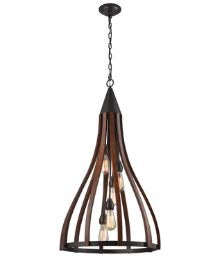 KHALEESI 5 Light Large Dark Redwood Pendant