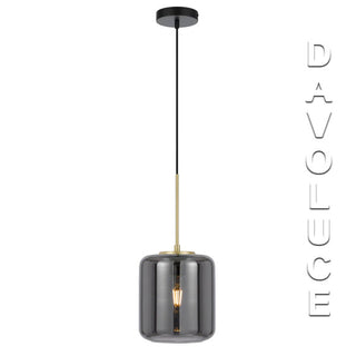 Telbix KOROVA 1LT Small Pendant With Smoke glass. best pendant lights for hallways, pendants for kitchen island, bedside pendant lights Australia, modern pendant lighting for restaurants Available from Davoluce Lighting