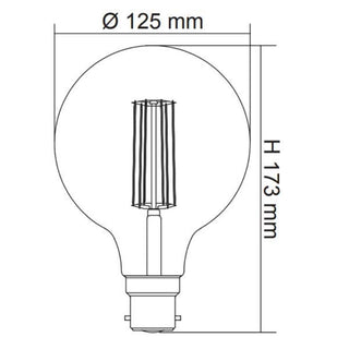 SAL LED FILAMENT SPHERICAL LAMP 125mm - 8W - LED Dimmable | Davoluce Lighting. Melbourne, Sydney, Brisbane, Australia. Sunny Lighting, manufacturer and wholesaler. Wholesale prices for dimmable GLOBE Filament lamps. B22 Base, E27 Base