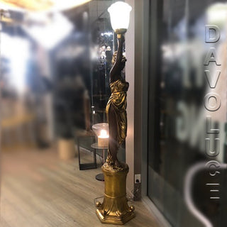 Liberty Gold Lady Right Arm Up Floor Lamp from Davoluce Lighting - Beautiful, sophisticated table lamp inspired of Art Deco style