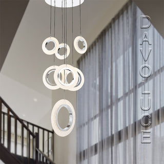 TELBIX LUNA 7 RING LED PENDANT from $739.00. Stairwell pendant lights Australia, Best pendant lights for staircase Melbourne, led pendants for void staircase. Visit our showroom 