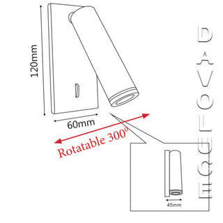 CLA Lyon 3w Mini LED wall reading lights, bedside LED reading lamps, led reading wall mount light from Davoluce