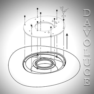 8007 Mr Magoo Pendant 32W 755mm | ItalStyle | made in Italy | Davoluce -  Italian Made - Translucent Glass Pendant - Round, Oval, Elliptic shape round glass pendant suspension handmade in Italy