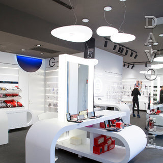 8007 Mr Magoo Pendant 32W 755mm | ItalStyle | made in Italy | Davoluce -  Italian Made - Translucent Glass Pendant - Round, Oval, Elliptic shape round glass pendant suspension handmade in Italy