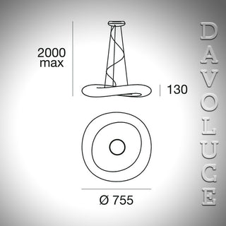 8007 Mr Magoo Pendant 32W 755mm | ItalStyle | made in Italy | Davoluce -  Italian Made - Translucent Glass Pendant - Round, Oval, Elliptic shape round glass pendant suspension handmade in Italy