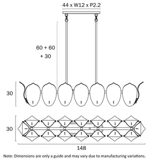 MONTE 16 LIGHT RECTANGLE PENDANT