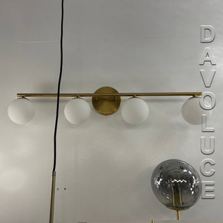 Telbix Moran 4 Lights Antique Gold Wall Light With Opal Glasses. Modern wall lights for bathroom mirrors, Picture lights, Black vanity mirror lights. Best selection of wall lights for bathroom in Australia available from Davoluce Lighting