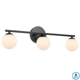 Telbix Moran 3 Lights Black Wall Light With Opal Glasses. Modern wall lights for bathroom mirrors, Picture lights, Black vanity mirror lights. Best selection of wall lights for bathroom in Australia available from Davoluce Lighting