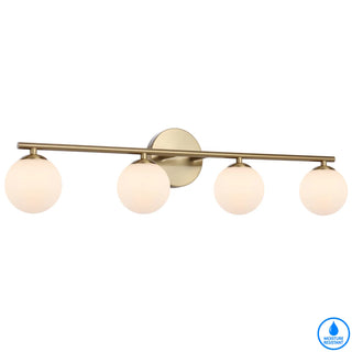 Telbix Moran 4 Lights Antique Gold Wall Light With Opal Glasses. Modern wall lights for bathroom mirrors, Picture lights, Black vanity mirror lights. Best selection of wall lights for bathroom in Australia available from Davoluce Lighting