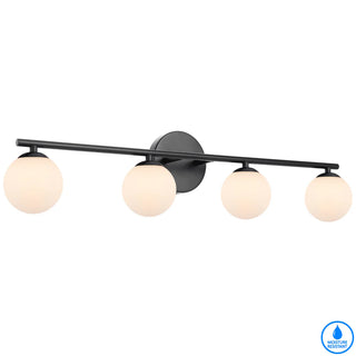 Telbix Moran 4 Lights Antique Gold Wall Light With Opal Glasses. Modern wall lights for bathroom mirrors, Picture lights, Black vanity mirror lights. Best selection of wall lights for bathroom in Australia available from Davoluce Lighting