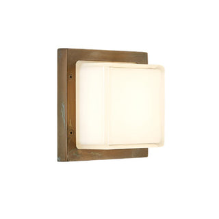 Moretti Luce 3403 | Ice Cubic Square 11w LED Wall Light. Italian Made Solid Brass Exterior wall lights. Available in Aged Brass, Nickeled Brass and Natural Brass finishes