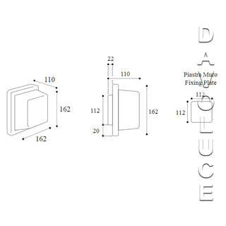 Moretti Luce 3403 | Ice Cubic Square 11w LED Wall Light. Italian Made Solid Brass Exterior wall lights. Available in Aged Brass, Nickeled Brass and Natural Brass finishes