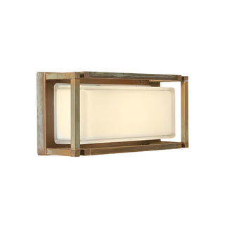 Moretti Luce 3414 | Ice Cubic Rectangular 13w LED Wall Light. Italian Made Solid Brass Exterior wall lights. Available in Aged Brass, Nickeled Brass and Natural Brass finishes