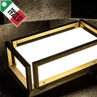 Moretti Luce 3414 | Ice Cubic Rectangular 13w LED Wall Light. Italian Made Solid Brass Exterior wall lights. Available in Aged Brass, Nickeled Brass and Natural Brass finishes