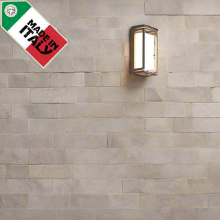 Moretti Luce 3414 | Ice Cubic Rectangular 13w LED Wall Light. Italian Made Solid Brass Exterior wall lights. Available in Aged Brass, Nickeled Brass and Natural Brass finishes