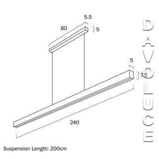 Telbix NAVARO 240cm 60w Smart LED Pendant. Smart LED Linear Pendant lights. smart lights for google home, smart linear led light fixture. Using the smart phone app you can control the warmth and brightness of the light, and full remote operation of scene 