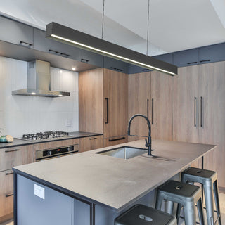 Telbix NAVARO 120cm 40w Smart LED Pendant. Smart LED Linear Pendant lights. smart lights for google home, smart linear led light fixture. Using the smart phone app you can control the warmth and brightness of the light, and full remote operation of scene