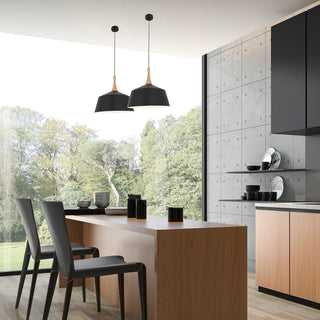 CLA NORDIC: Modern Scandinavian Medium Dome Shape Steel & Wood Pendant Lights