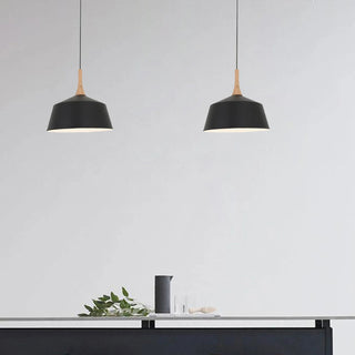 CLA NORDIC: Modern Scandinavian Medium Dome Shape Steel & Wood Pendant Lights