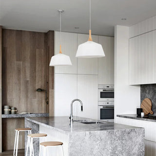 CLA NORDIC: Modern Scandinavian Medium Dome Shape Steel & Wood Pendant Lights