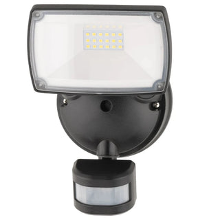 MXD6921BLK-SEN Mercator Onyx Single Head 15W LED Security Light With PIR Sensor.  security sensor light, Triple Head LED Security Sensor Light, Best outdoor sensor lights Australia, Outdoor Motion sensor lights Sydney. Davoluce Lighting