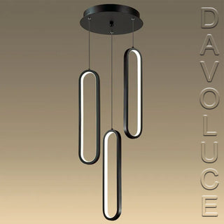 5510133-BLK-5K Vencha Oval 3 ring pendant - Black | Davoluce