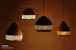 SpongeOh Spanish handmade pendant lights, clay pendant lights By Pott from Davoluce Lighting. Terracotta pendant lights on display at Davoluce Lighting Showroom in Melbourne. Designed and made in Spain by Miguel Ángel García Belmonte.
