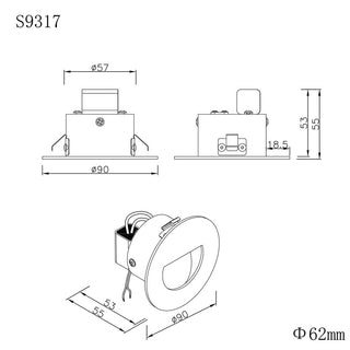 SAL DARHAM ROUND S9317. LED 1.5 watt recessed round profile wall light