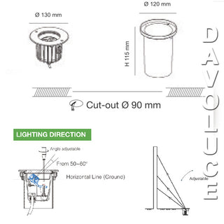 SAL S9338 LED Inground uplighter. up-lights for outdoor and external use, adjustable inground uplight, inground uplights australia, inground led lighting. Davoluce Lighting