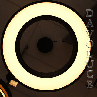 CONTESSA SR60BL-PD SATURN RING Black 60cm | davolucelighting.com.au - Ring shape Matt Black3 adjustable suspension wires, Energy saving pendant, decorative, Mordern and Elegant, Circle, Round, Ring light