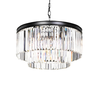 Serene 60cm Round Chandelier – Black Frame with Crystals