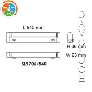 SAL SL9706/540TC 9W Surface Mounted Linkable Slimline LED Linear Fitting From Davoluce Lighting