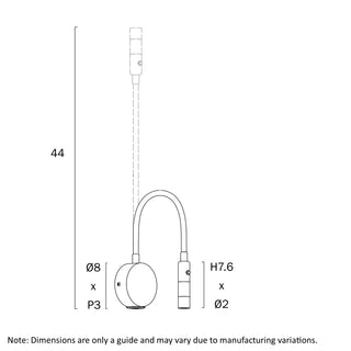 Technical drawing of a faucet with dimensions on a white background