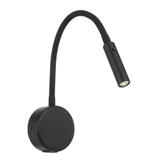 Black flexible LED reading light on a white background